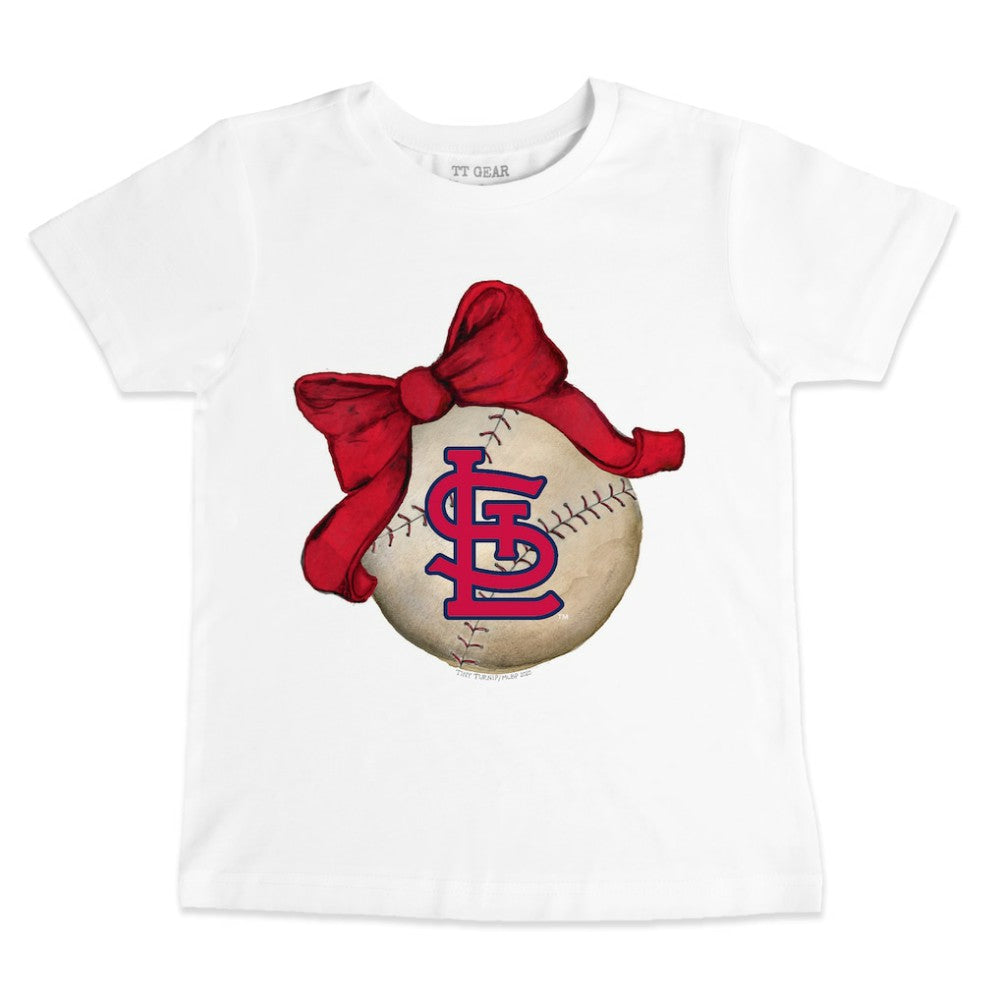 White St. Louis Cardinals Tiny Turnip Youth Baseball Bow T-Shirt