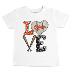 White Baltimore Orioles Tiny Turnip Youth Baseball Love T-Shirt