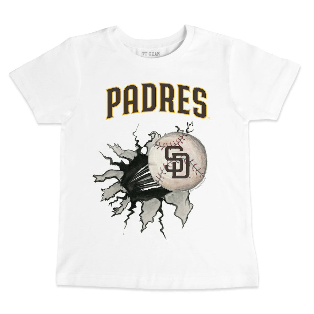 White San Diego Padres Tiny Turnip Youth Baseball Tear T-Shirt