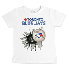 White Toronto Blue Jays Tiny Turnip Youth Baseball Tear T-Shirt