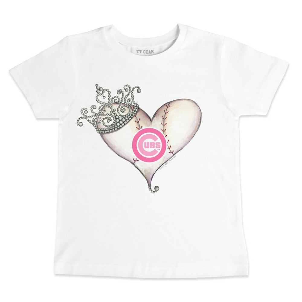 White Chicago Cubs Tiny Turnip Youth Baseball Tiara Heart T-Shirt