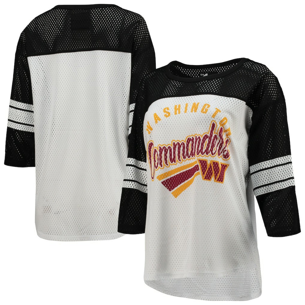G-III 4Her by Carl Banks Women's First Team 3/4-Sleeve Mesh T-Shirt - Washington Commanders T-shirts