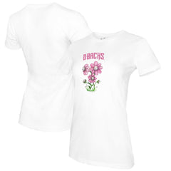 White Arizona Diamondbacks Tiny Turnip Women's Blooming Baseballs T-Shirt