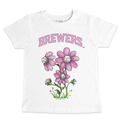 White Milwaukee Brewers Tiny Turnip Youth Blooming Baseballs T-Shirt
