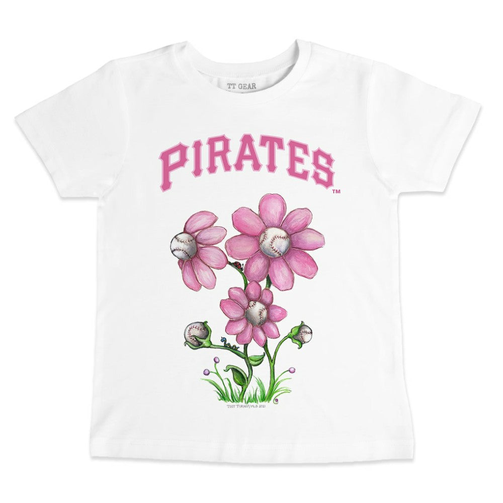 White Pittsburgh Pirates Tiny Turnip Youth Blooming Baseballs T-Shirt