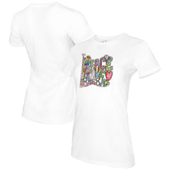 White Cincinnati Reds Tiny Turnip Women's Peace Love Baseball T-Shirt