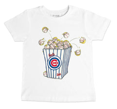 White Chicago Cubs Tiny Turnip Youth Popcorn T-Shirt