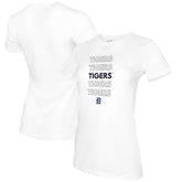 White Detroit Tigers Tiny Turnip Women's Stacked T-Shirt