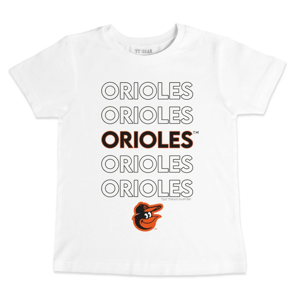 White Baltimore Orioles Tiny Turnip Youth Stacked T-Shirt