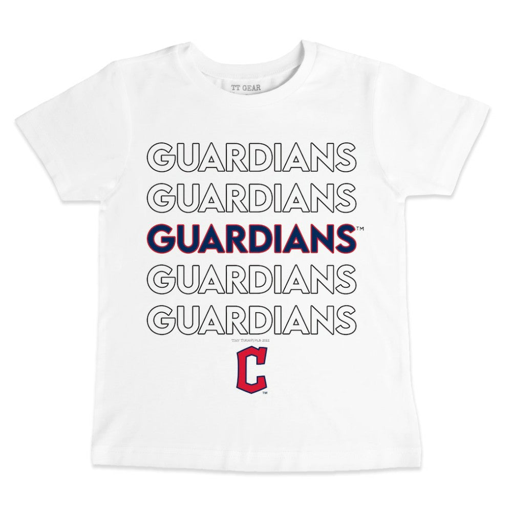 White Cleveland Guardians Tiny Turnip Youth Stacked T-Shirt