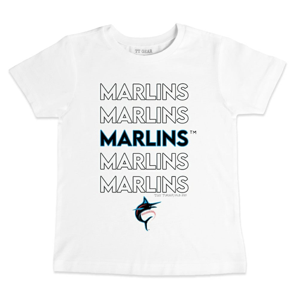 White Miami Marlins Tiny Turnip Youth Stacked T-Shirt