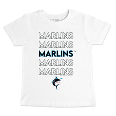 White Miami Marlins Tiny Turnip Youth Stacked T-Shirt