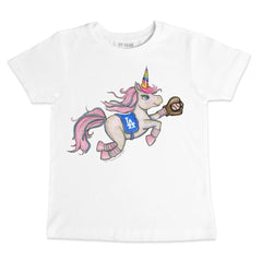 White Los Angeles Dodgers Tiny Turnip Youth Unicorn T-Shirt