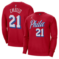 Joel Embiid Philadelphia 76ers Jordan Brand Statement Name & Number Pullover Sweatshirt