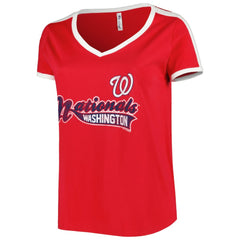 Red Washington Nationals Soft as a Grape Women's Plus Size V-Neck T-Shirt