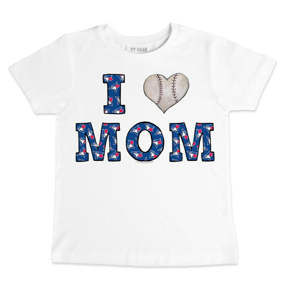 White Toronto Blue Jays Tiny Turnip Youth Heart Mom T-Shirt
