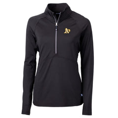 Black Athletics Cutter & Buck Women's Adapt Eco Knit Stretch Half-Zip Pullover Top