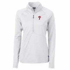 White Philadelphia Phillies Cutter & Buck Women's Adapt Eco Knit Stretch Half-Zip Pullover Top
