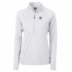 White New York Yankees Cutter & Buck Women's Adapt Eco Knit Stretch Half-Zip Pullover Top