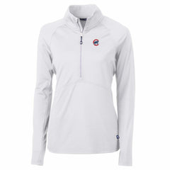 White Chicago Cubs Cutter & Buck Women's Adapt Eco Knit Stretch Half-Zip Pullover Top