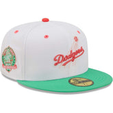 White/Green Los Angeles Dodgers New Era 50th Anniversary in Los Angeles Watermelon Lolli 59FIFTY Fitted Hat