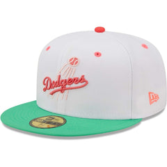 White/Green Los Angeles Dodgers New Era 50th Anniversary in Los Angeles Watermelon Lolli 59FIFTY Fitted Hat