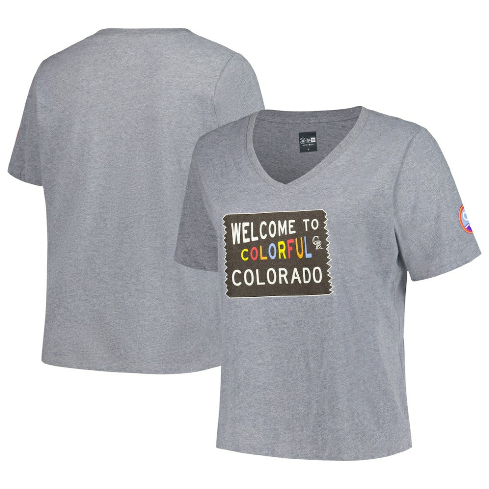 Gray Colorado Rockies New Era Women's City Connect Plus Size V-Neck T-Shirt