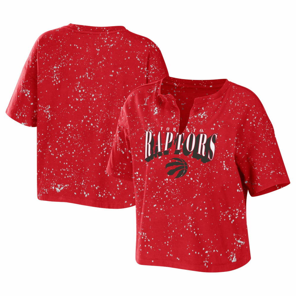 Toronto Raptors WEAR by Erin Andrews Women's Bleach Splatter Notch Neck T-Shirt