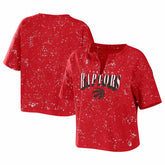 Toronto Raptors WEAR by Erin Andrews Women's Bleach Splatter Notch Neck T-Shirt