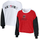 Toronto Raptors WEAR by Erin Andrews Women's Mixed Letter Cropped Pullover Sweatshirt