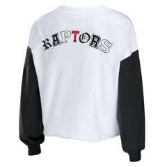 Toronto Raptors WEAR by Erin Andrews Women's Mixed Letter Cropped Pullover Sweatshirt