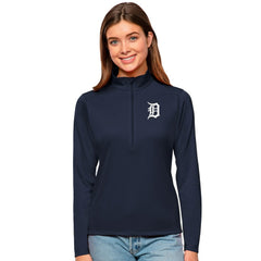 Navy Detroit Tigers Antigua Women's Tribute Quarter-Zip Pullover Top