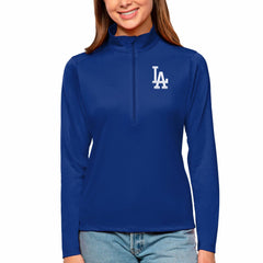 Royal Los Angeles Dodgers Antigua Women's Tribute Quarter-Zip Pullover Top
