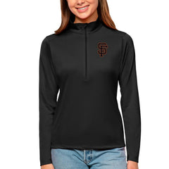 Black San Francisco Giants Antigua Women's Tribute Quarter-Zip Pullover Top