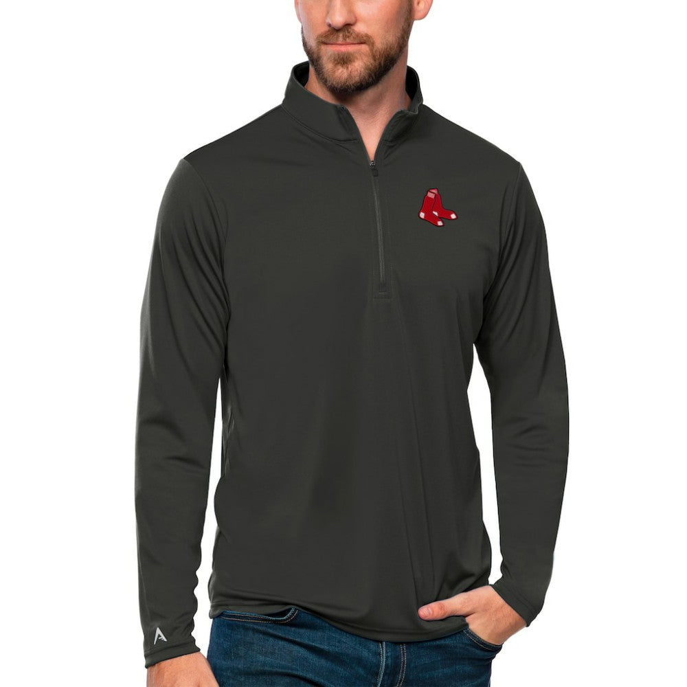 Charcoal Boston Red Sox Antigua Tribute Quarter-Zip Pullover Top