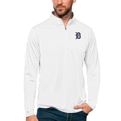 White Detroit Tigers Antigua Tribute Quarter-Zip Pullover Top