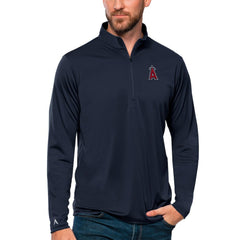 Navy Los Angeles Angels Antigua Tribute Quarter-Zip Pullover Top