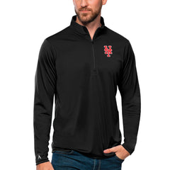 Black New York Mets Antigua Tribute Quarter-Zip Pullover Top
