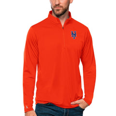 Orange New York Mets Antigua Tribute Quarter-Zip Pullover Top