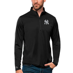 Black New York Yankees Antigua Tribute Quarter-Zip Pullover Top