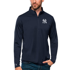 Navy New York Yankees Antigua Tribute Quarter-Zip Pullover Top