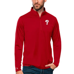 Red Philadelphia Phillies Antigua Tribute Quarter-Zip Pullover Top