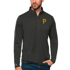 Charcoal Pittsburgh Pirates Antigua Tribute Quarter-Zip Pullover Top