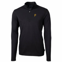Black Pittsburgh Pirates Cutter & Buck Big & Tall Virtue Eco Pique Quarter-Zip Pullover Jacket