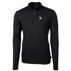 Black Los Angeles Dodgers Cutter & Buck Big & Tall Virtue Eco Pique Quarter-Zip Pullover Jacket