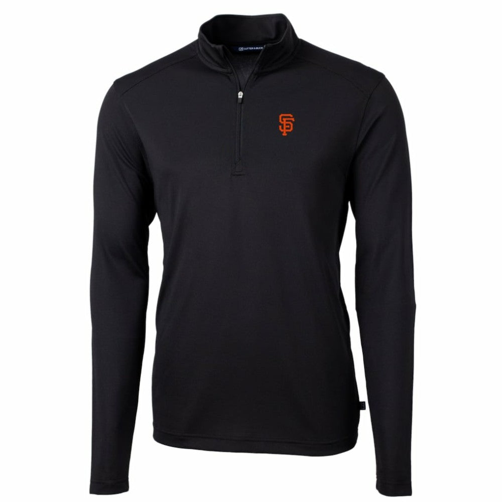 Black San Francisco Giants Cutter & Buck Big & Tall Virtue Eco Pique Quarter-Zip Pullover Jacket