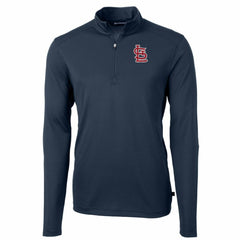 Navy St. Louis Cardinals Cutter & Buck Big & Tall Virtue Eco Pique Quarter-Zip Pullover Jacket