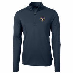 Navy Milwaukee Brewers Cutter & Buck Big & Tall Virtue Eco Pique Quarter-Zip Pullover Jacket