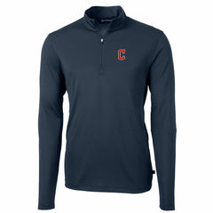 Navy Cleveland Guardians Cutter & Buck Big & Tall Virtue Eco Pique Quarter-Zip Pullover Jacket