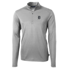 Gray Detroit Tigers Cutter & Buck Big & Tall Virtue Eco Pique Quarter-Zip Pullover Jacket
